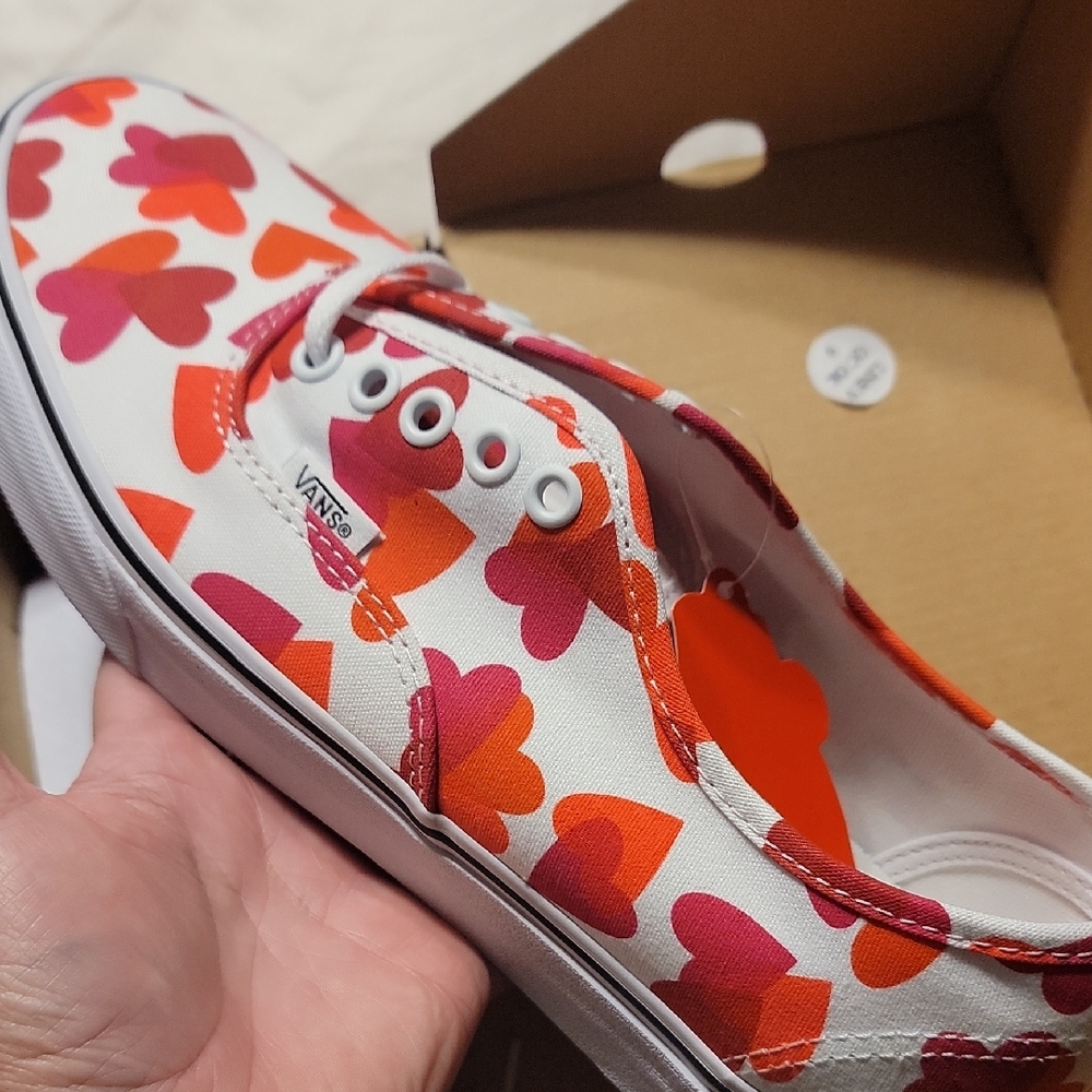 Vans Red and Orange Heart Pattern Sneakers